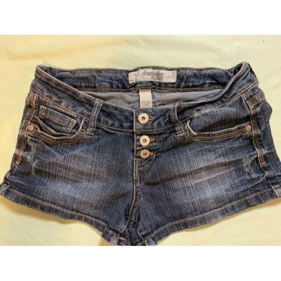 Charlotte Russe Size 0 Womens Shorts Medium Wash Stretch Distressed Butt… - Picture 1 of 3